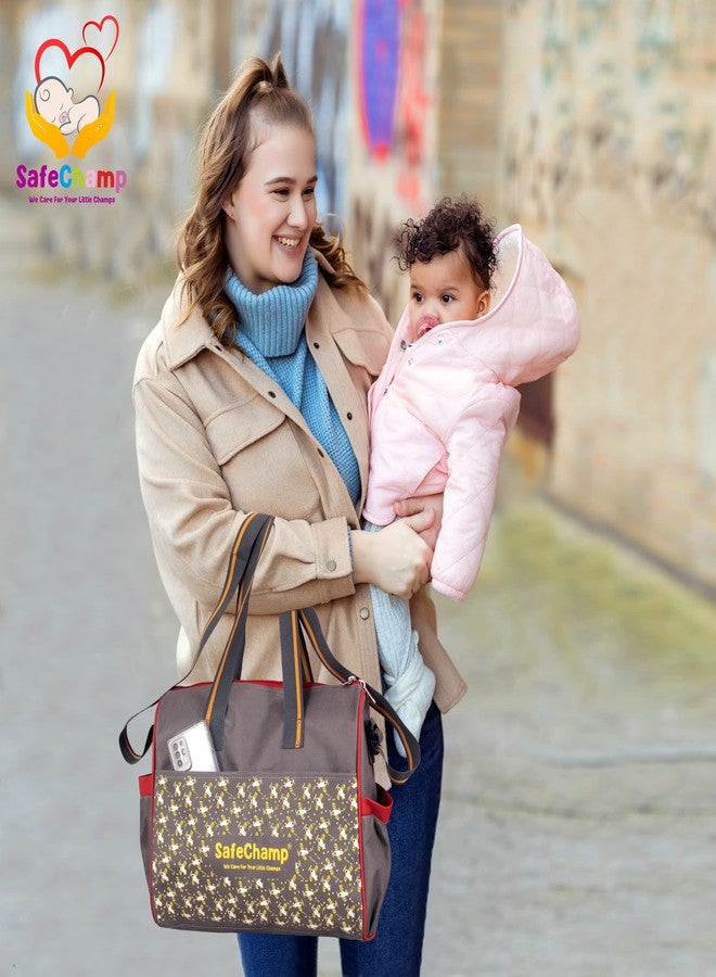 SafeChamp حقيبة حفاضات متعددة الأغراض من SafeChamp Chick Chick، حقيبة حفاضات للأمهات (رمادي) - Image 2
